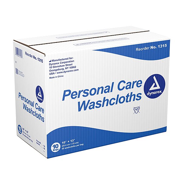 Dynarex® Disposable Washcloths White 10" × 13" 