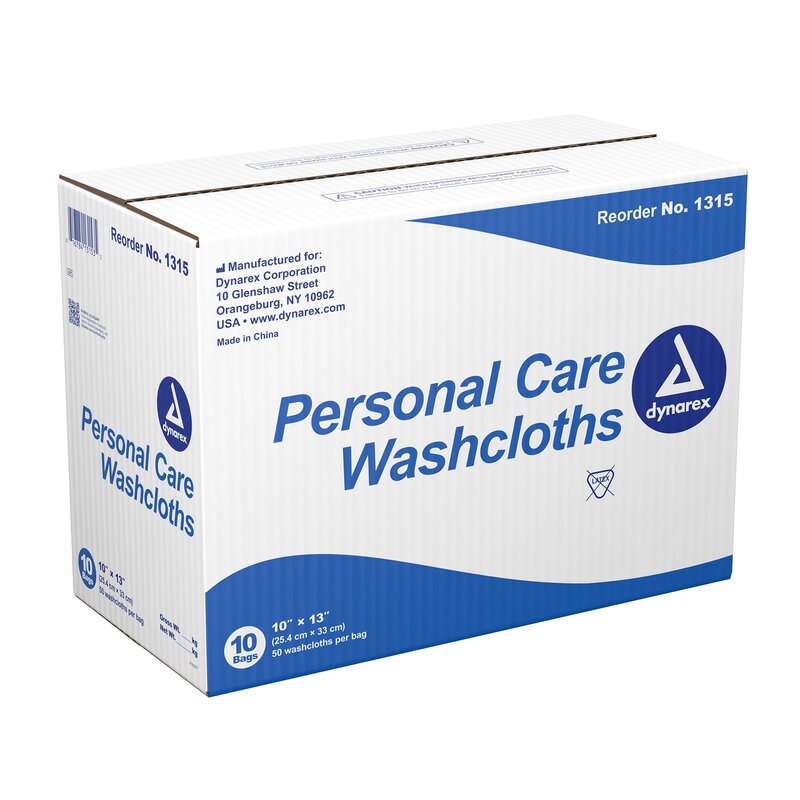 Dynarex® Disposable Washcloths White 10" × 13"
