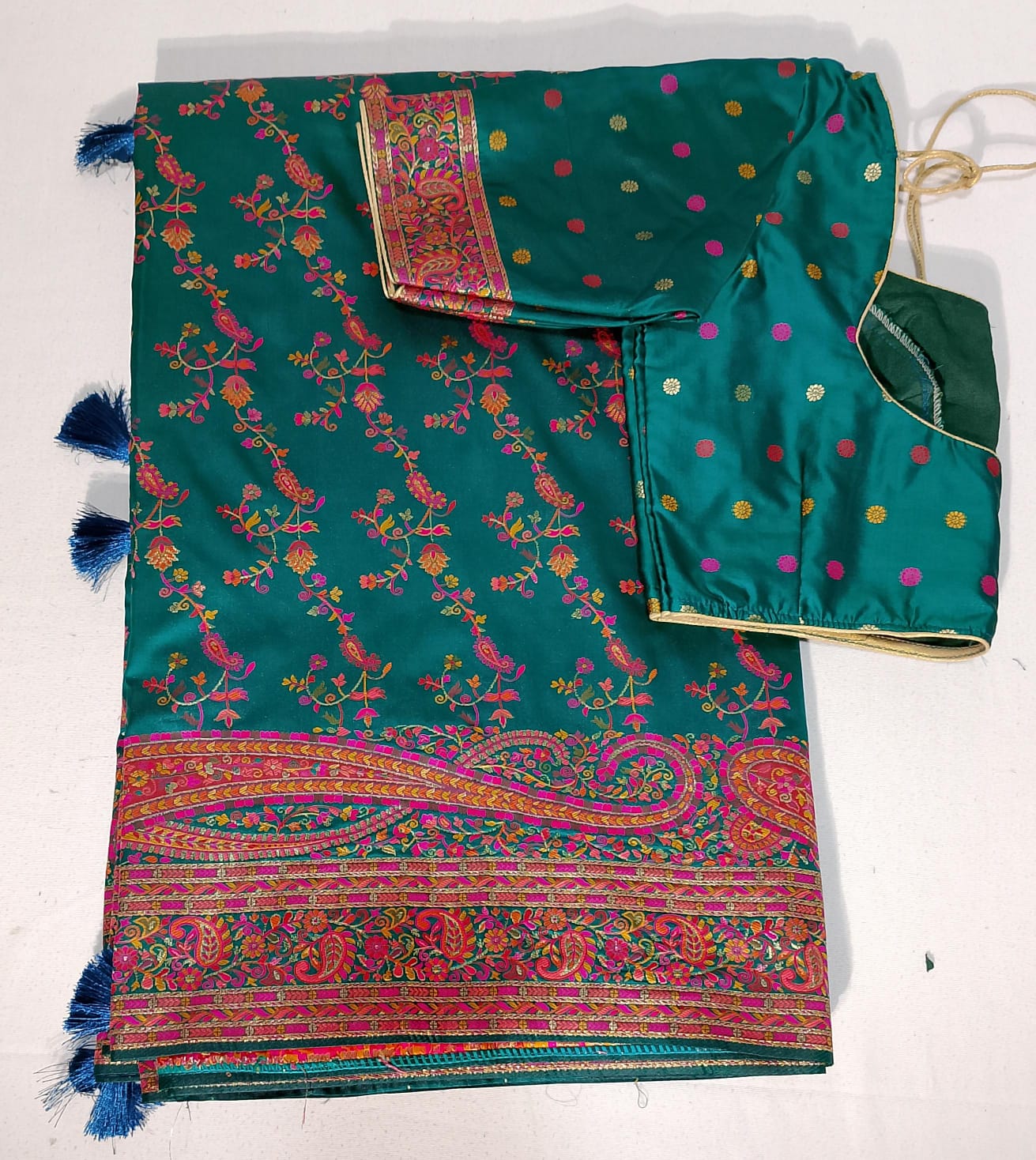 N293: Ready To Ship Beautiful Tussar Kani Silk Saree With Stitched Blouse N293: Ready To Ship Beautiful Tussar Kani Silk Saree With Stitched Blouse