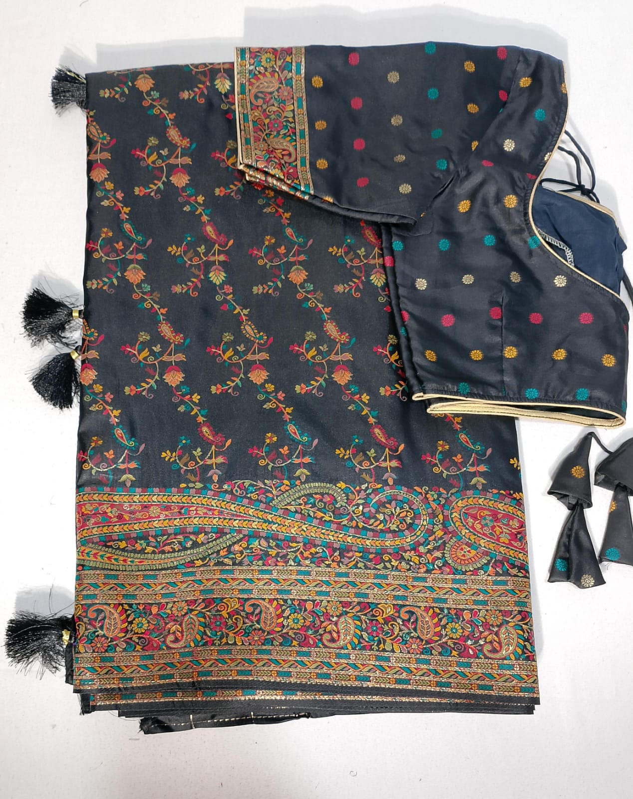 N292: Ready To Ship Beautiful Tussar Kani Silk Saree With Stitched Blouse