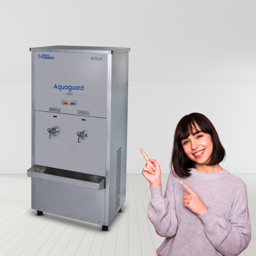 Commercial UV water cooler with copper zinc Aquaguard