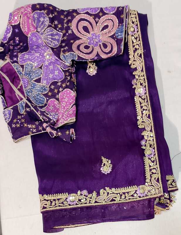 J170: Ready To Ship Beautiful Organza Saree With Stitched Blouse J170: Ready To Ship Beautiful Organza Saree With Stitched Blouse