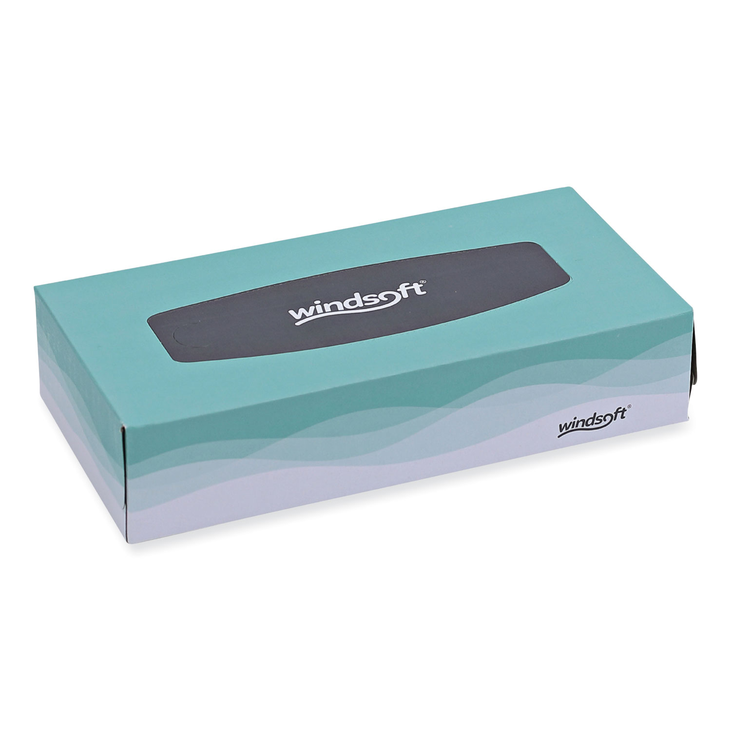 Windsoft Premium Facial Tissue, 2 Ply, White, Flat Pop-Up Box, 100 Sheets/Box - 30 Boxes/Carton