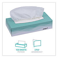 Windsoft Premium Facial Tissue, 2 Ply, White, Flat Pop-Up Box, 100 Sheets/Box - 30 Boxes/Carton