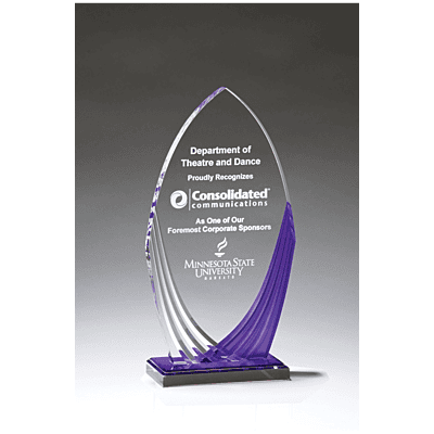 Tidal Series Acrylic with Printed Violet Accent and Violet Mirror-Topped Base