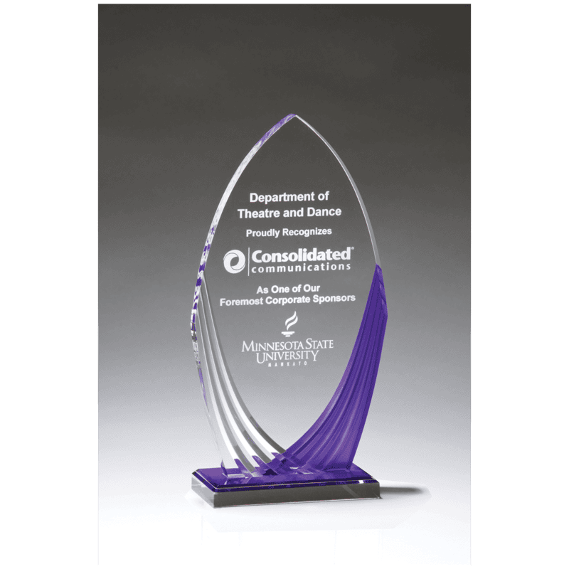 Tidal Series Acrylic with Printed Violet Accent and Violet Mirror-Topped Base