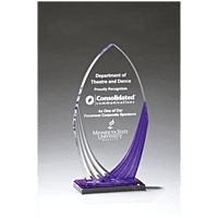 Tidal Series Acrylic with Printed Violet Accent and Violet Mirror-Topped Base