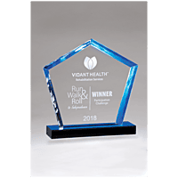 Diamond Series Acrylic Award with  Accent and Blue Mirror-Topped Base