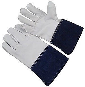 Grain goatskin tig welder, Kevlar sewn, 4.5" blue split cuff