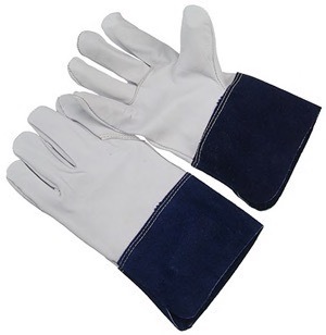 Grain goatskin tig welder, Kevlar sewn, 4.5" blue split cuff