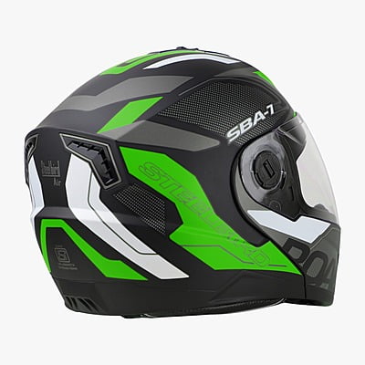 STEELBIRD SBA-7 ROAD MATT BLACK/GREEN C/V (L)