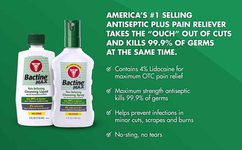 Bactine MAX Líquido limpiador para aliviar el dolor 1 gal