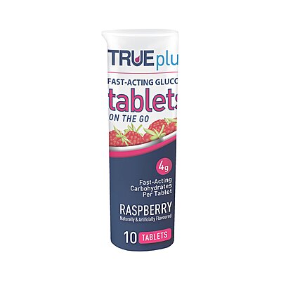 TRUEplus™ Glucose Supplement Chewable Tablets Raspberry Flavor 10 Count Bottle (BT/10CT)