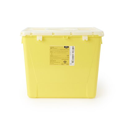 McKesson Prevent® Chemotherapy Waste Container – 8 Gallon, Yellow Base, Vertical Entry