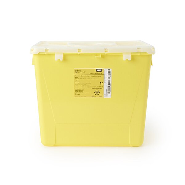 McKesson Prevent® Chemotherapy Waste Container – 8 Gallon, Yellow Base, Vertical Entry