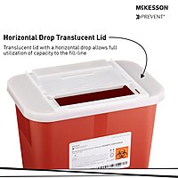 McKesson Prevent® Sharps Container, 2 Gallon, Horizontal Entry, Red Base, EA/1 or CS/20EA