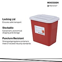 McKesson Prevent® Sharps Container, 2 Gallon, Horizontal Entry, Red Base, EA/1 or CS/20EA