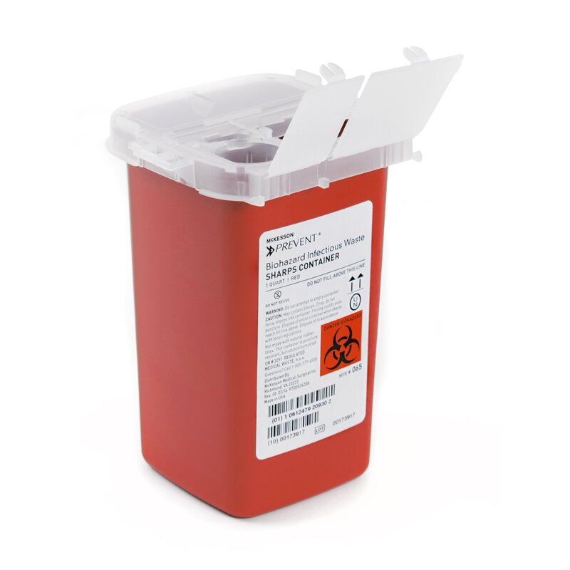 McKesson Prevent® Sharps Container, 0.25 Gallon (1 Quart), Vertical Entry