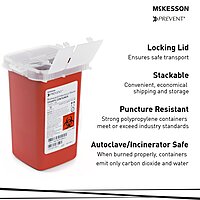 McKesson Prevent® Sharps Container, 0.25 Gallon (1 Quart), Vertical Entry McKesson Prevent® Sharps Container, 0.25 Gallon (1 Quart), Vertical Entry