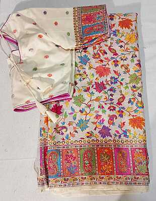 J175: Ready To Ship Beautiful Pure Kani Silk Saree With Stitched Blouse