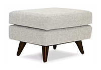 Modern Light Grey Ottoman | Linen-Look Fabric Footstool with Tapered Legs Modern Light Grey Ottoman | Linen-Look Fabric Footstool with Tapered Legs