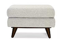 Modern Light Grey Ottoman | Linen-Look Fabric Footstool with Tapered Legs Modern Light Grey Ottoman | Linen-Look Fabric Footstool with Tapered Legs