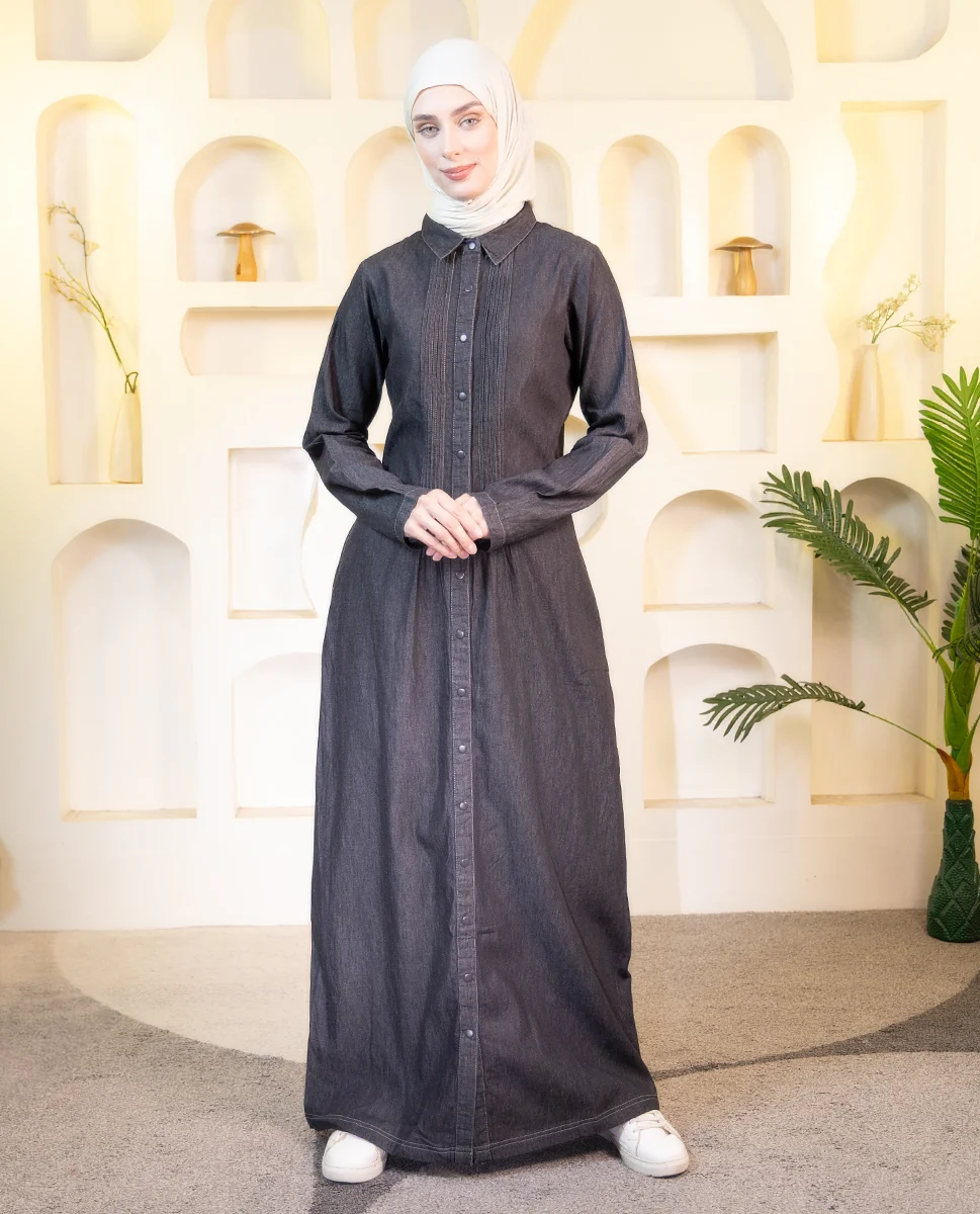 SIGNATURE STYLE BLACK DENIM SHIRT ABAYA
