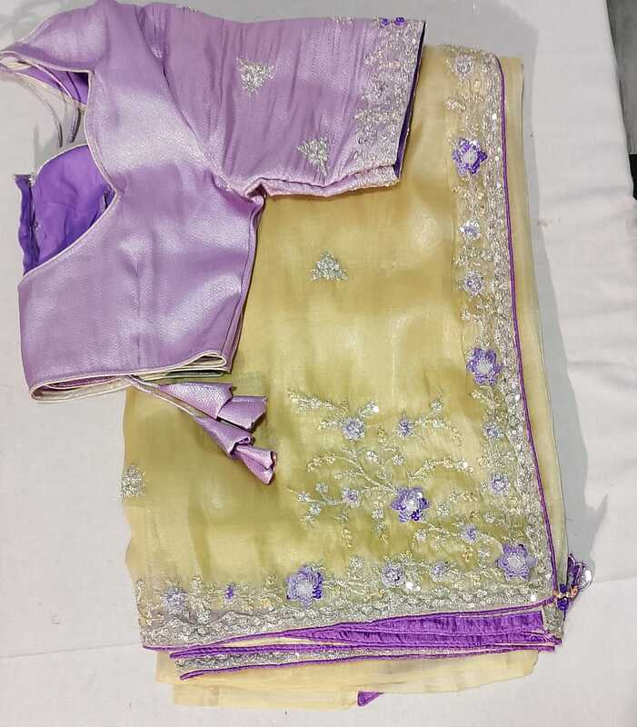 J171: Ready To Ship Beautiful Organza Saree With Stitched Blouse J171: Ready To Ship Beautiful Organza Saree With Stitched Blouse