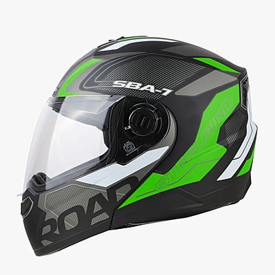 STEELBIRD SBA-7 ROAD MATT BLACK/GREEN C/V (M)