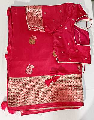 J172: Ready To Ship Beautiful Soft Silk Saree With Stitched Blouse
