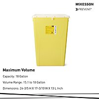 McKesson Prevent® Chemotherapy Waste Container – 18 Gallon, Yellow Base, Vertical Entry
