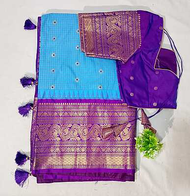 J180: Ready To Ship Beautiful Gadwal Saree With Stitched Blouse