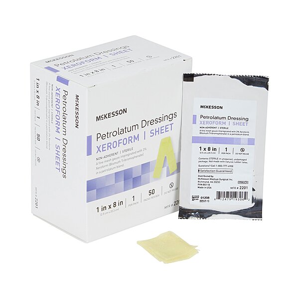 McKesson Xeroform Petrolatum Impregnated Dressing Strip 1" x 8" Sterile (BX/50EA)