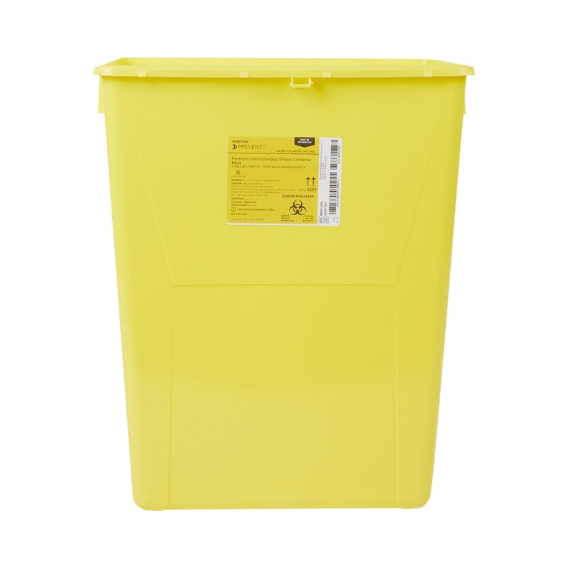 McKesson Prevent® Chemotherapy Waste Container – 12 Gallon, Yellow Base, Vertical Entry