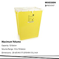 McKesson Prevent® Chemotherapy Waste Container – 12 Gallon, Yellow Base, Vertical Entry McKesson Prevent® Chemotherapy Waste Container – 12 Gallon, Yellow Base, Vertical Entry