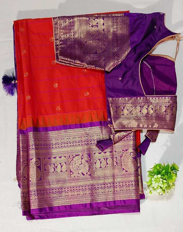 J183: Ready To Ship Beautiful Gadwal Saree With Stitched Blouse J183: Ready To Ship Beautiful Gadwal Saree With Stitched Blouse