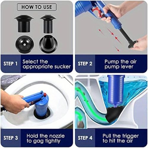 HIGH PRESSURE DRAIN CLOG REMOVER TOILET PLUNGER SET WITH 4 SUCTION CUPS