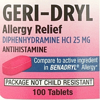 Geri-Dryl® Allergy Relief Diphenhydramine HCl 25 mg Tablets, 100 Count