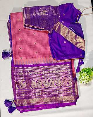 J184: Ready To Ship Beautiful Gadwal Saree With Stitched Blouse