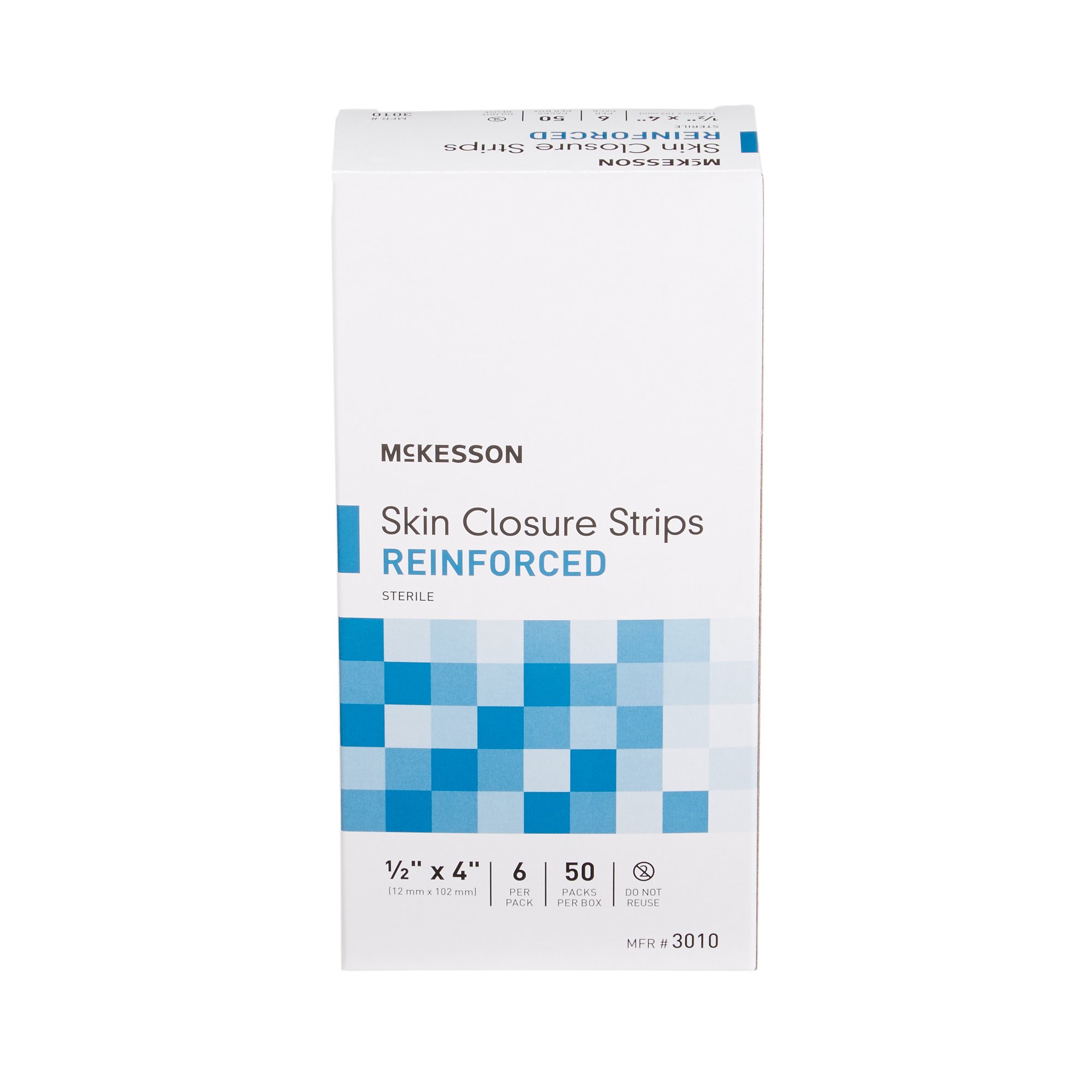 McKesson Reinforced Skin Closure Strips, 1/2 x 4 Inch, White (CS/4BX/50PK)