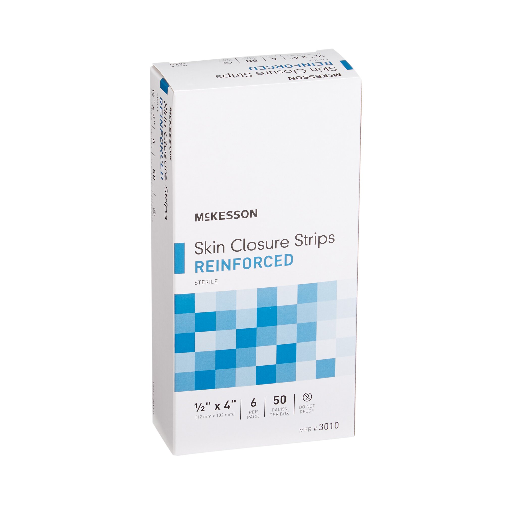 McKesson Reinforced Skin Closure Strips, 1/2 x 4 Inch, White (CS/4BX/50PK)