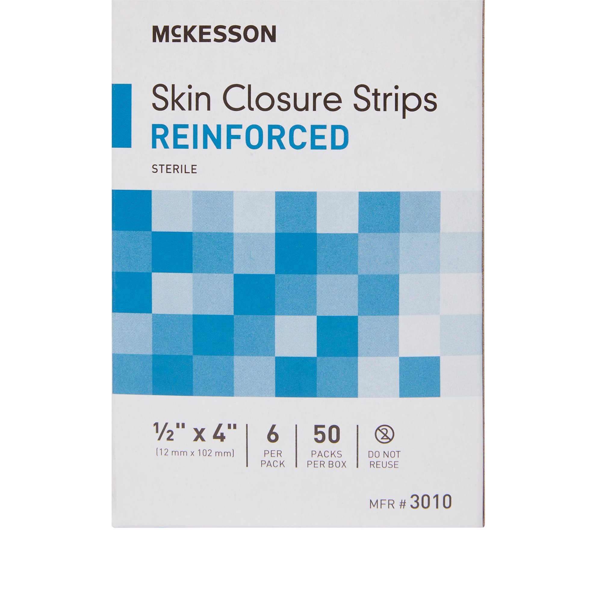 McKesson Reinforced Skin Closure Strips, 1/2 x 4 Inch, White (CS/4BX/50PK)