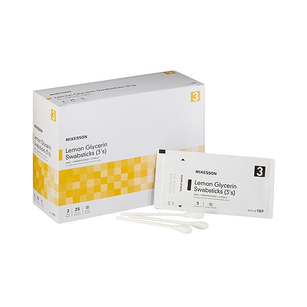 McKesson Lemon Glycerin Swabstick – Rayon Tip, 3 per Pack