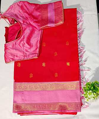 J185: Ready To Ship Beautiful Gadwal Saree With Stitched Blouse