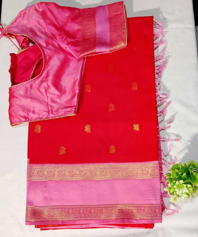 J185: Ready To Ship Beautiful Gadwal Saree With Stitched Blouse J185: Ready To Ship Beautiful Gadwal Saree With Stitched Blouse