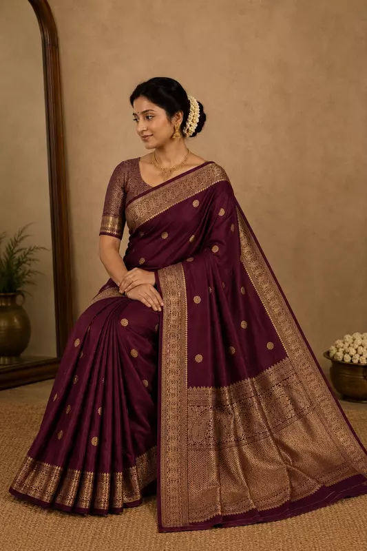 Maroon Banarasi silk