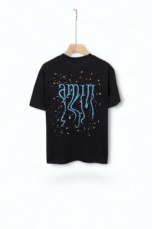 Playera Amiri Bordado Azul Detalle Minimalista de Lujo