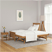 White Wooden Sofa Cum Bed with Pull-Out Trundle – Modern Space Saving Design