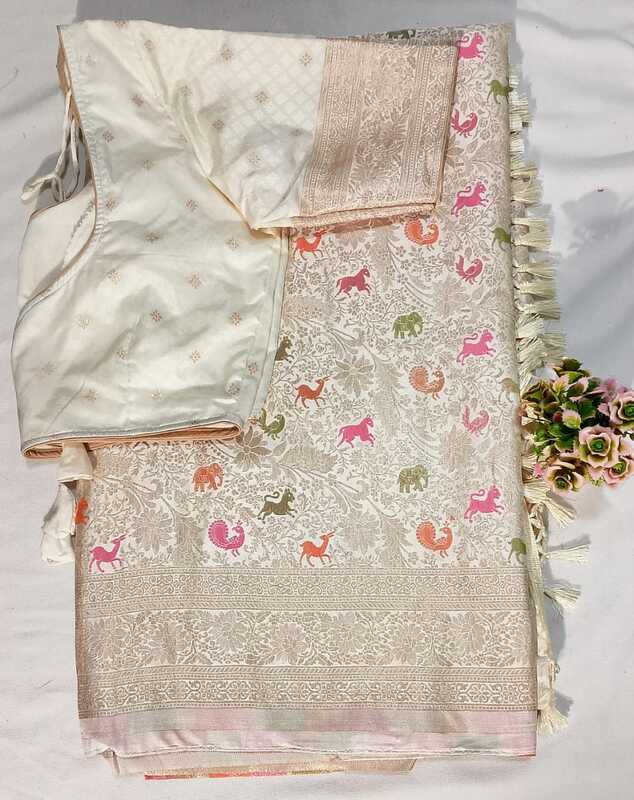 J267: Ready To Ship Beautiful Banarasi Katan Silk Saree With Stitched Blouse J267: Ready To Ship Beautiful Banarasi Katan Silk Saree With Stitched Blouse