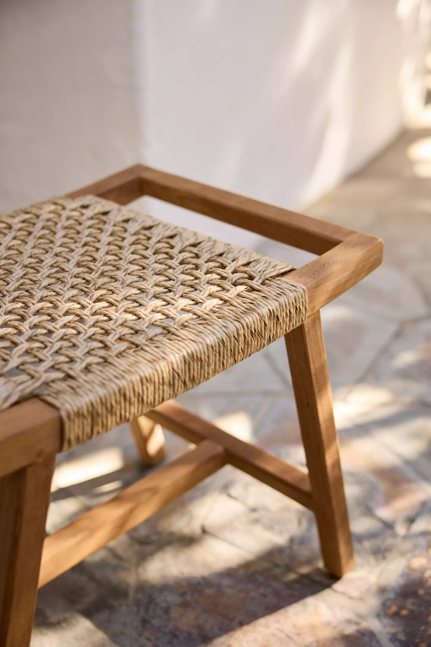 Handcrafted Wooden Woven Stool | Rustic Accent Furniture for Living Room, Bedroom, Balcony Handcrafted Wooden Woven Stool | Rustic Accent Furniture for Living Room, Bedroom, Balcony